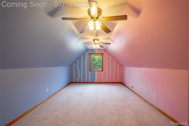 1435 Sunset Blvd, Flint, MI 48507 - bonus room featuring carpet flooring, lofted ceiling, and a ceiling fan