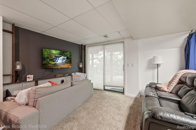 1125 Meadowglen Ct, Bloomfield Hills, MI 48304 - living room featuring carpet floors and a paneled ceiling