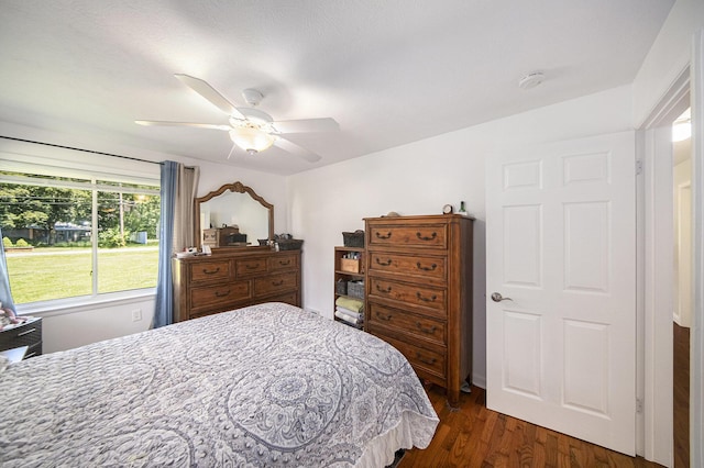 119 Burt Ave, Jackson, MI 49201 - bedroom with dark wood-style floors and ceiling fan