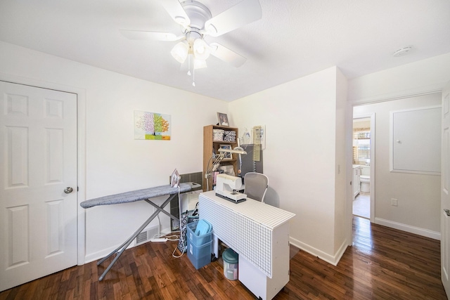 119 Burt Ave, Jackson, MI 49201 - office area featuring wood finished floors and a ceiling fan