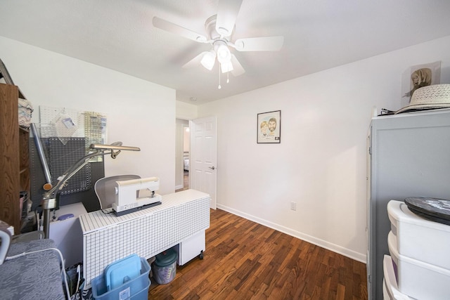 119 Burt Ave, Jackson, MI 49201 - office featuring dark wood-style flooring and ceiling fan