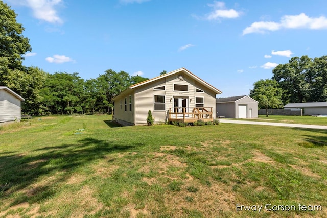 5599 Marsh Rd, Shelbyville, MI 49344 - view of front facade with a front yard, an outdoor structure, and french doors
