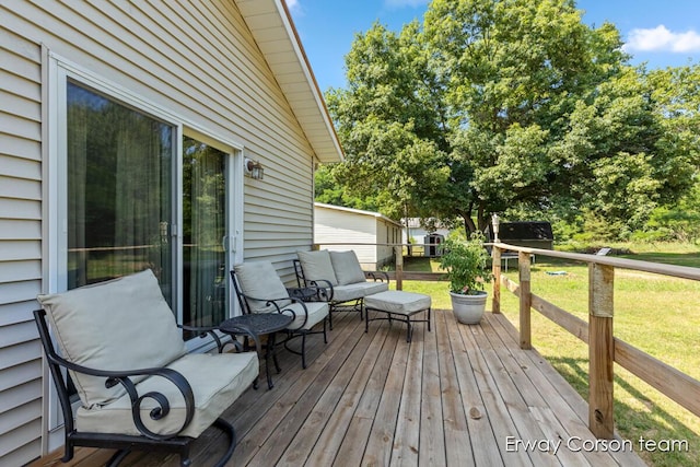 5599 Marsh Rd, Shelbyville, MI 49344 - wooden deck featuring outdoor lounge area and a yard