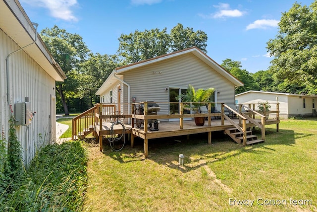 5599 Marsh Rd, Shelbyville, MI 49344 - rear view of property with a deck and a yard
