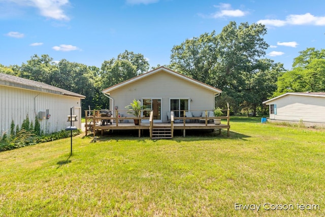 5599 Marsh Rd, Shelbyville, MI 49344 - back of house featuring a deck and a yard