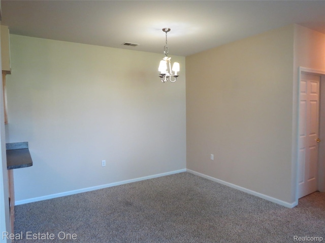 3153 Kneeland Cir, Howell, MI 48843 - spare room with a chandelier and carpet flooring