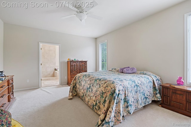 13823 Blue Beech Ln, Shelby Twp, MI 48315 - bedroom with carpet floors, ceiling fan, and ensuite bath