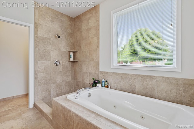 13823 Blue Beech Ln, Shelby Twp, MI 48315 - full bathroom with a tub with jets and tiled shower
