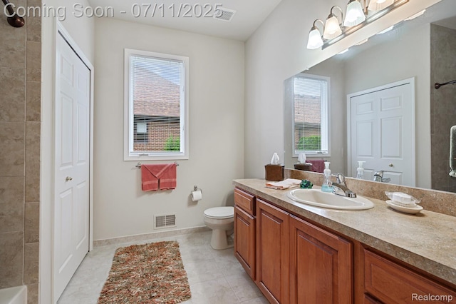 13823 Blue Beech Ln, Shelby Twp, MI 48315 - full bath with vanity, a shower, plenty of natural light, and tile patterned flooring