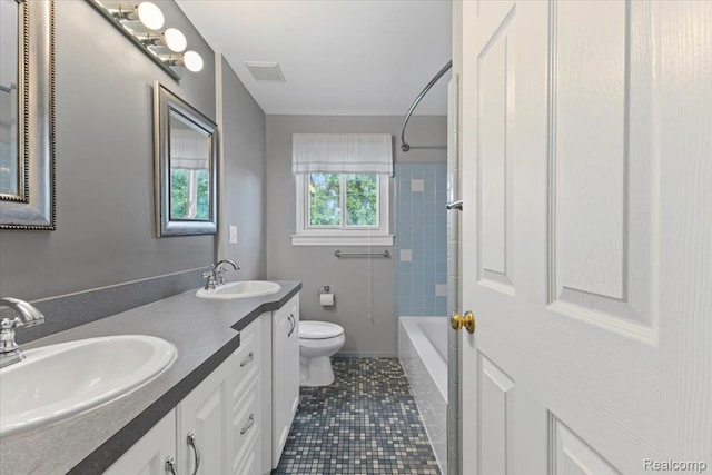 12360 Moers Dr, Sterling Heights, MI 48313 - full bathroom featuring double vanity, tile patterned floors, and bathtub / shower combination