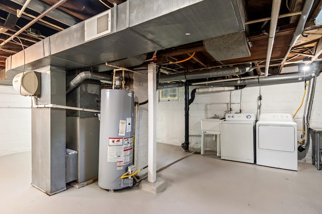 716 17th St, Jackson, MI 49203 - unfinished basement with gas water heater and separate washer and dryer