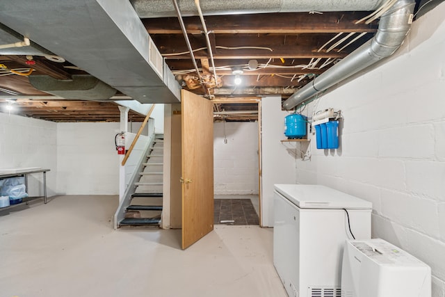 716 17th St, Jackson, MI 49203 - unfinished below grade area with fridge and stairs