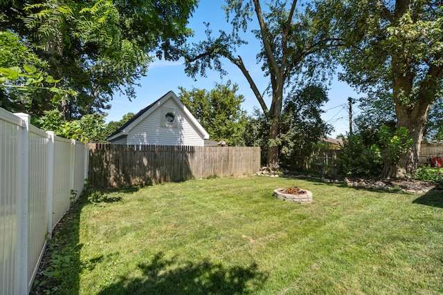 716 17th St, Jackson, MI 49203 - fenced backyard with a fire pit