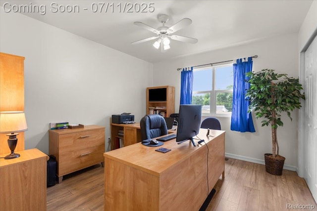3070 10th St, Monroe, MI 48162 - office area with a ceiling fan and light wood finished floors