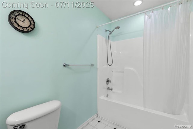 3070 10th St, Monroe, MI 48162 - full bath with shower / bath combo, tile patterned floors, and recessed lighting