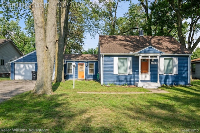 15326 Brookfield St, Livonia, MI 48154 - cape cod-style house with driveway, a front lawn, and roof with shingles
