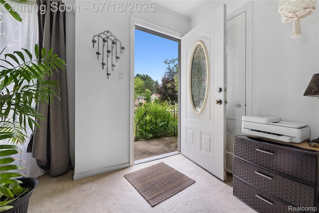 28589 Everett St, Southfield, MI 48076 - carpeted foyer featuring crown molding