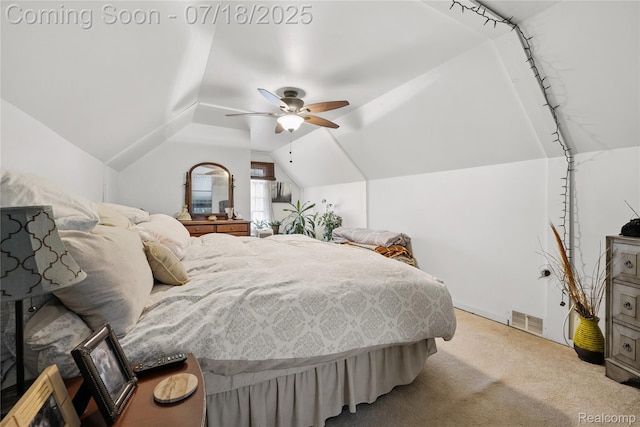 28589 Everett St, Southfield, MI 48076 - carpeted bedroom featuring vaulted ceiling and a ceiling fan
