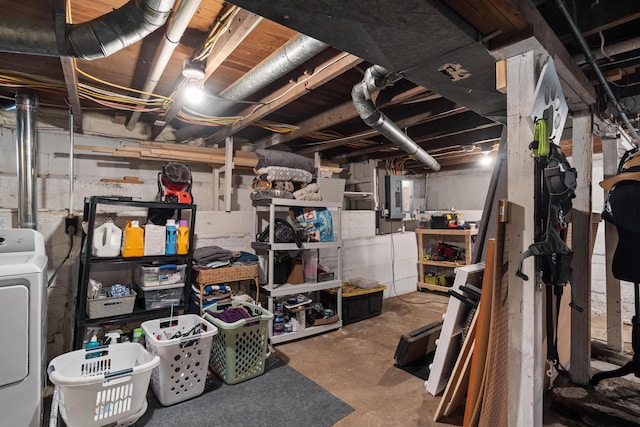 10637 Portage Rd, Portage, MI 49002 - unfinished below grade area with washer / dryer and electric panel