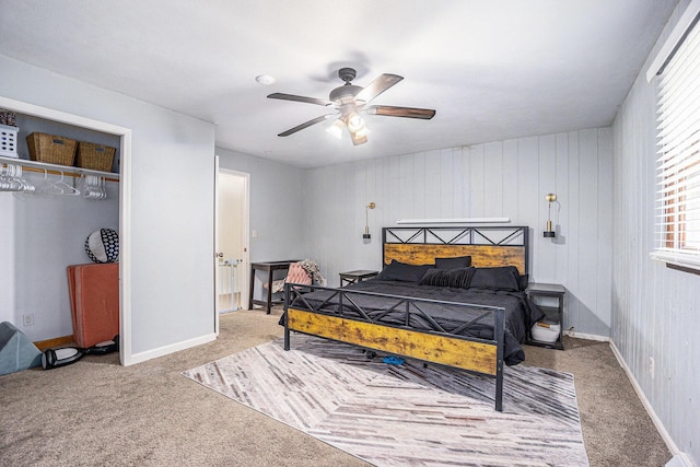 15645 Rich Ln, Hickory Corners, MI 49060 - bedroom with carpet flooring, a closet, and a ceiling fan
