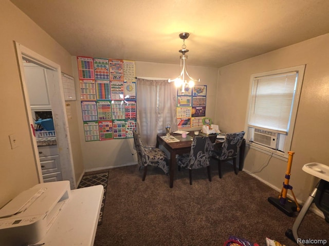 20460 Appoline St, Detroit, MI 48235 - carpeted dining room with cooling unit and a chandelier