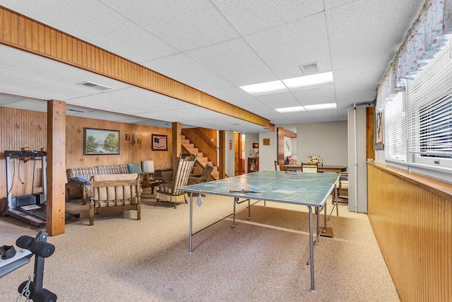 263 Westshore Dr, Jerome, MI 49249 - playroom with wooden walls and a paneled ceiling