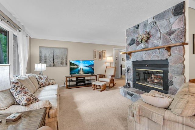 263 Westshore Dr, Jerome, MI 49249 - carpeted living room featuring a fireplace