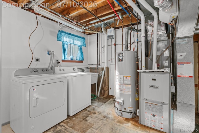 1560 Mercedes St, West Bloomfield, MI 48324 - laundry area featuring water heater and washer and clothes dryer