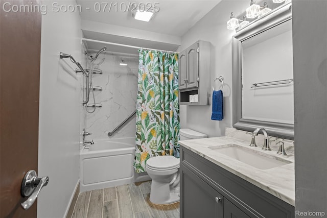 1560 Mercedes St, West Bloomfield, MI 48324 - full bathroom with shower / bath combo with shower curtain, vanity, and wood finished floors