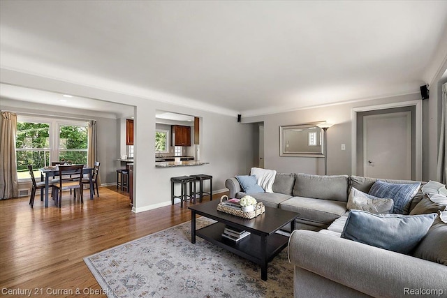 4151 Seminole Dr, Royal Oak, MI 48073 - living room with wood finished floors and baseboards