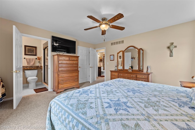 50323 Highpoint Ct, Macomb, MI 48044 - carpeted bedroom with ensuite bath and ceiling fan