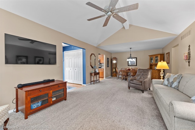 50323 Highpoint Ct, Macomb, MI 48044 - living area featuring carpet, a ceiling fan, and a chandelier