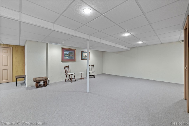 50323 Highpoint Ct, Macomb, MI 48044 - finished basement featuring carpet flooring, a drop ceiling, recessed lighting, and wooden walls