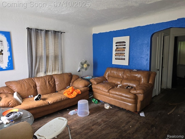 28 S Marshall St, Pontiac, MI 48342 - living room featuring a textured wall, wood finished floors, and a textured ceiling