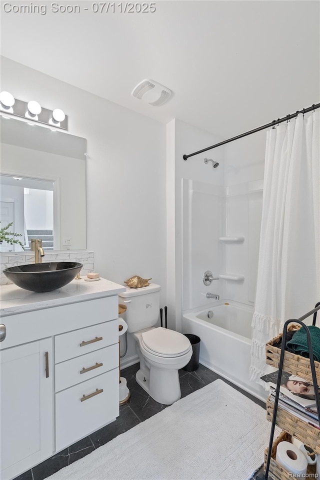 6649 Maplelawn Dr, Ypsilanti, MI 48197 - full bathroom with vanity, shower / tub combo, and tile patterned flooring