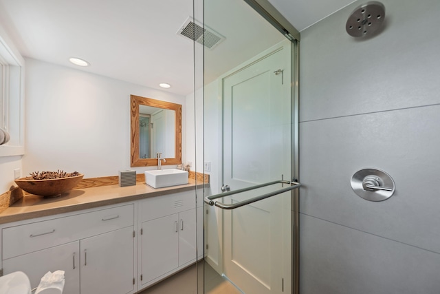 15337 Pardee Rd, Galien, MI 49113 - full bathroom with vanity, an enclosed shower, and recessed lighting