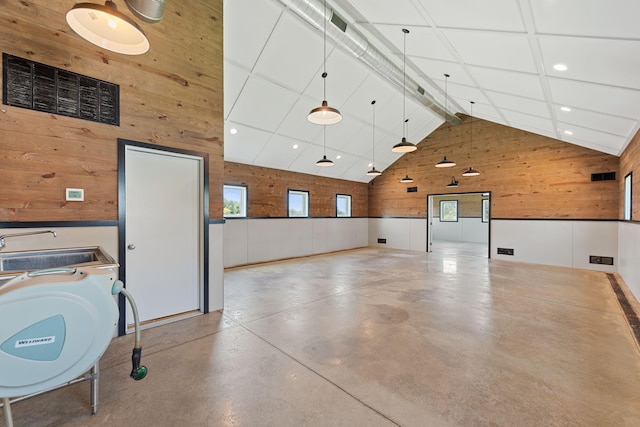 15337 Pardee Rd, Galien, MI 49113 - garage with wood walls and recessed lighting