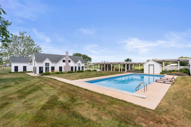 15337 Pardee Rd, Galien, MI 49113 - outdoor pool featuring a storage unit and a yard