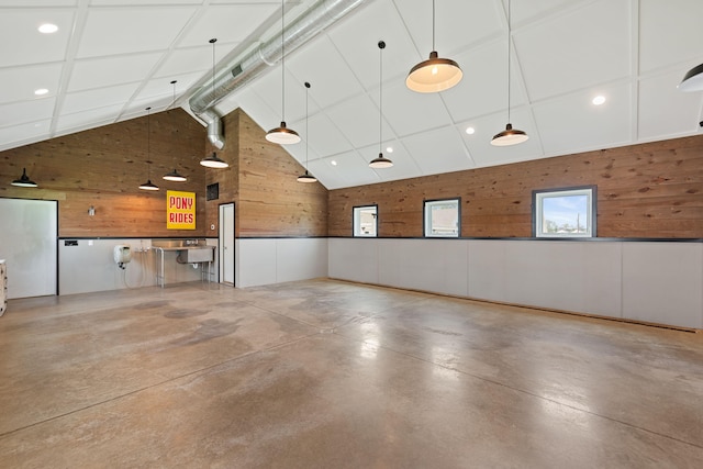 15337 Pardee Rd, Galien, MI 49113 - garage with wooden walls and recessed lighting