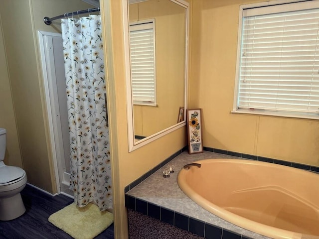 7878 Schooner Ln, Canadian Lakes, MI 49346 - full bath featuring a garden tub and a shower with curtain