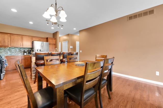 5196 Mesa Dr, Michigan, MI 48316 - dining room featuring a chandelier, light wood-type flooring, and recessed lighting