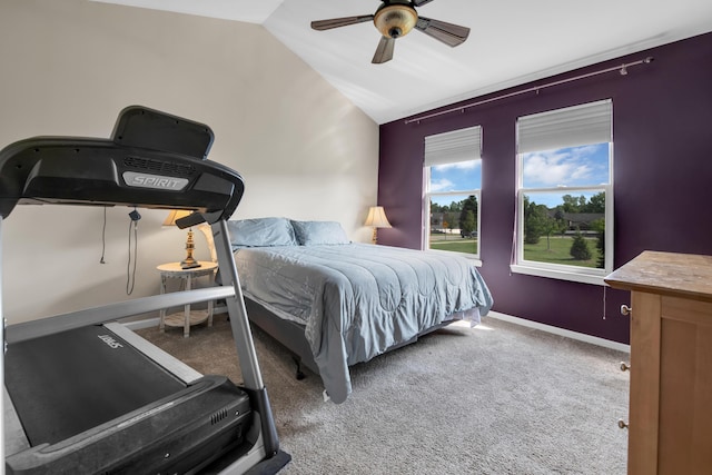 5196 Mesa Dr, Michigan, MI 48316 - bedroom featuring lofted ceiling, carpet flooring, and ceiling fan