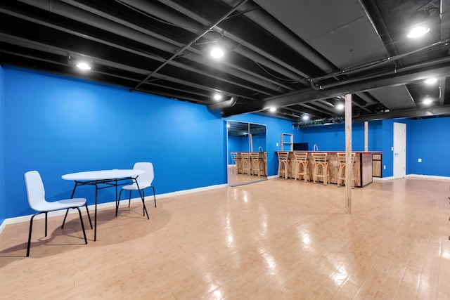 5196 Mesa Dr, Michigan, MI 48316 - finished basement with bar area and wood finished floors