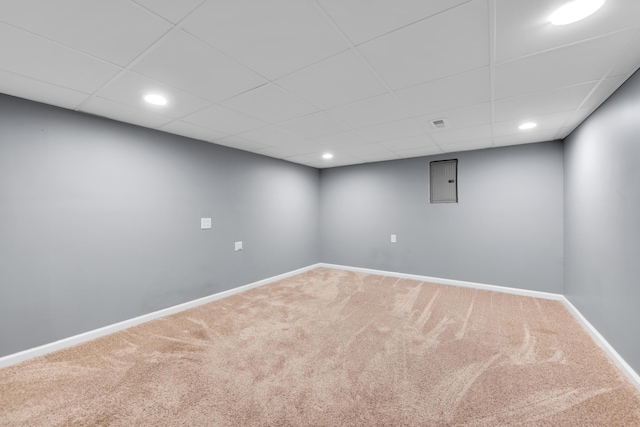 5196 Mesa Dr, Michigan, MI 48316 - spare room with carpet, recessed lighting, a drop ceiling, and electric panel
