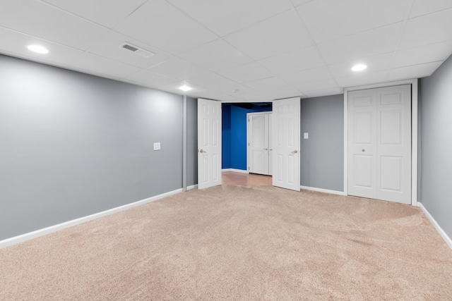 5196 Mesa Dr, Michigan, MI 48316 - finished below grade area with carpet floors, a drop ceiling, and recessed lighting