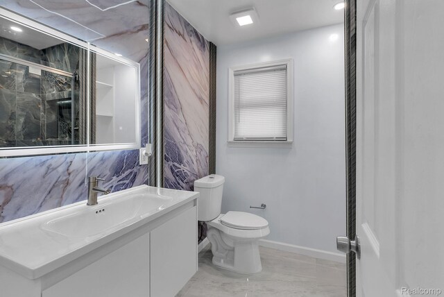 25288 Hopkins St, Dearborn Heights, MI 48125 - full bath with vanity, marble finish flooring, and a marble finish shower