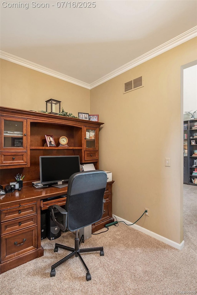 4190 Derry Ct, Oakland, MI 48306 - carpeted office featuring crown molding and baseboards