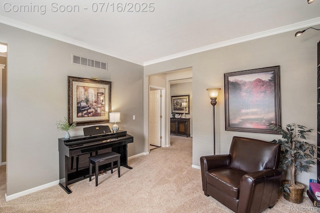 4190 Derry Ct, Oakland, MI 48306 - living area featuring crown molding and light carpet
