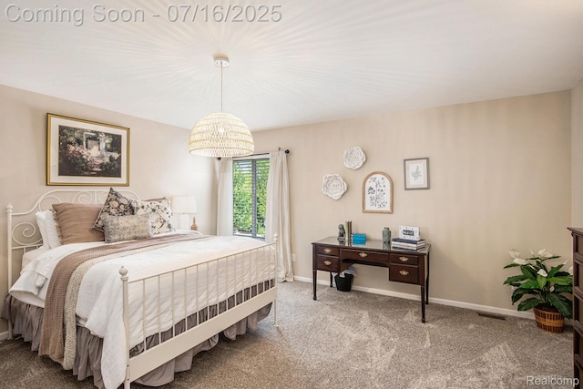 4190 Derry Ct, Oakland, MI 48306 - bedroom with carpet flooring and a chandelier