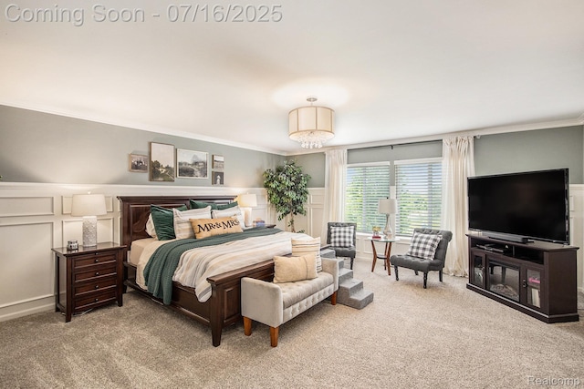 4190 Derry Ct, Oakland, MI 48306 - carpeted bedroom with a decorative wall, ornamental molding, and wainscoting